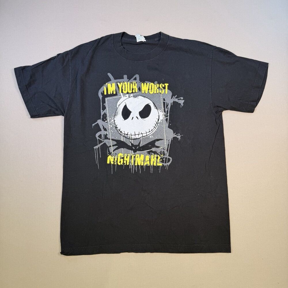 JACK SKELLINGTON Mens Large Shirt Black Nightmare Before Christmas Disney